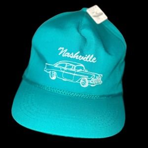 Vintage 1980s Turquoise Nashville Car hat Classic Car Original Tag